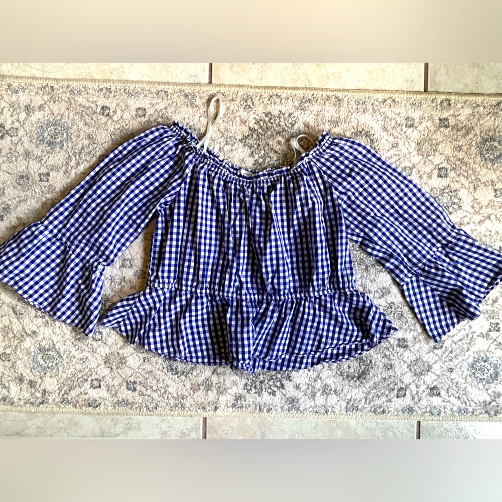 Off the shoulder gingham blouse